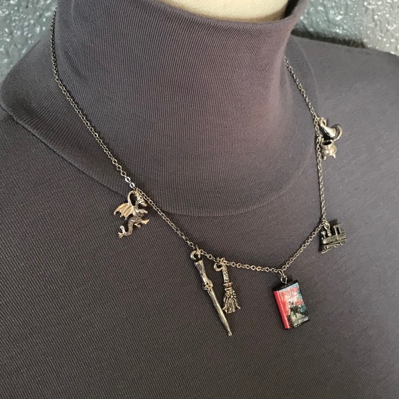 Harry Potter Series J. K. Rowling Handmade Literature Necklace, Book Cover, Wand - Picture 10 of 16